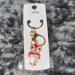 Red and Gold Owl Keychain Bag Charm